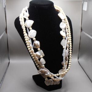 Vintage Avon Mother of Pearl Nugget White Mixed Bead Multi Strand (4) Necklace